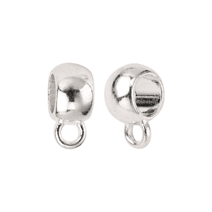 Round Pendant Bail & Loop 8x5mm, silver-plated
