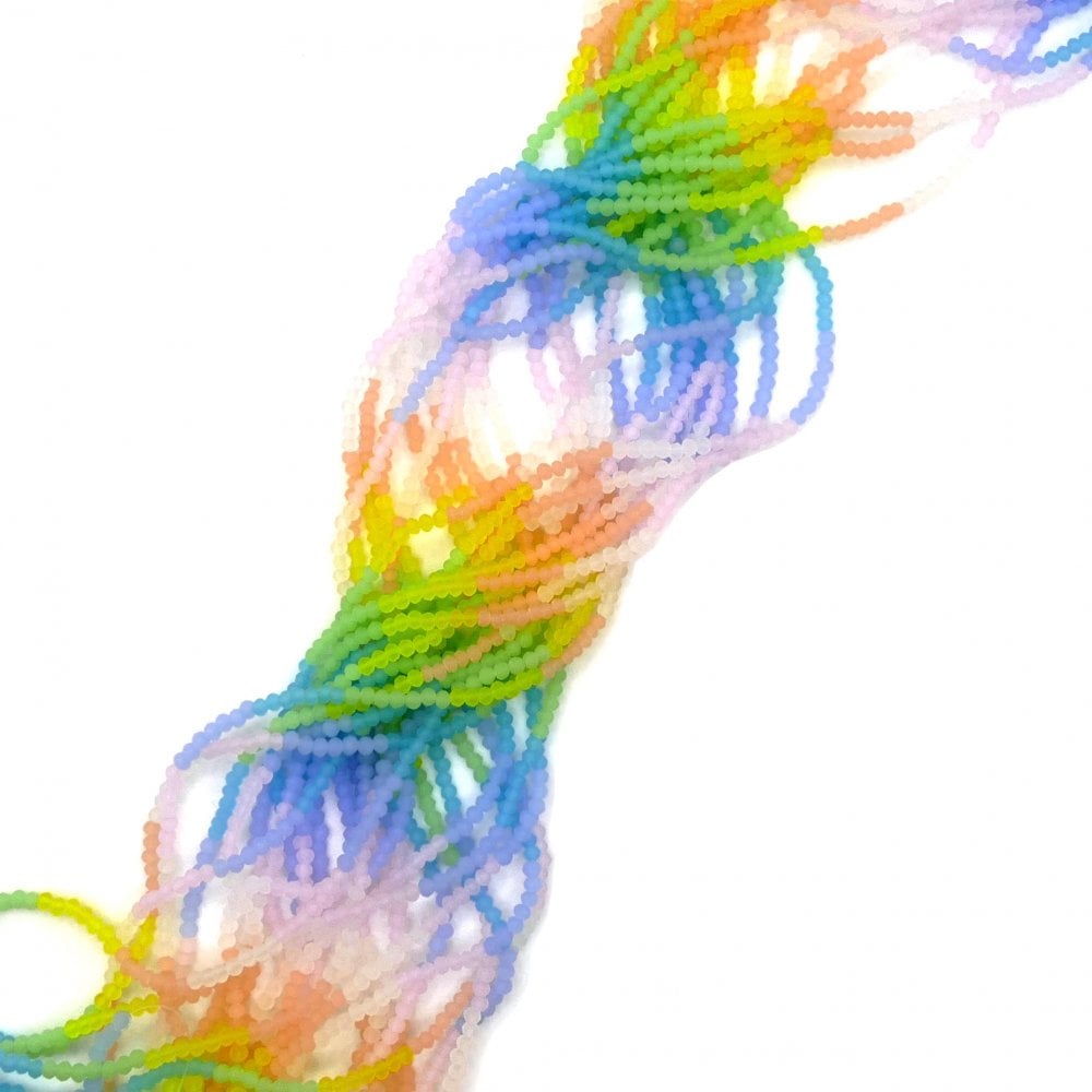 Faceted Glass Rondelle Ombre Beads 3x2.5mm, spring tones