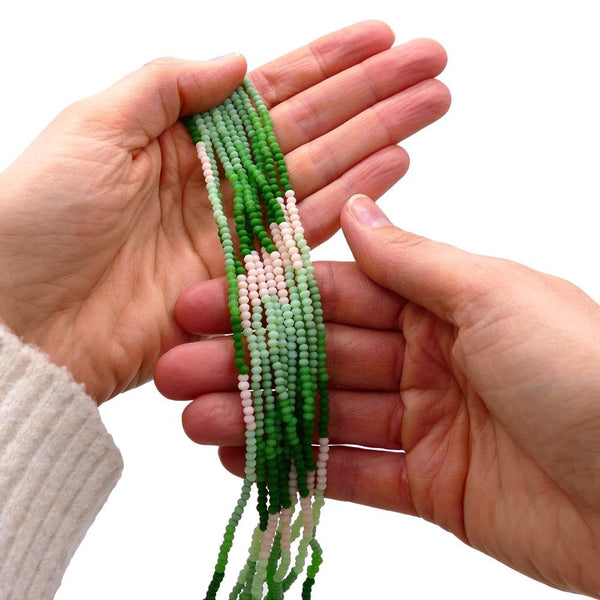 Faceted Glass Rondelle Ombre Beads 3x2.5mm, spring greens, additional photo