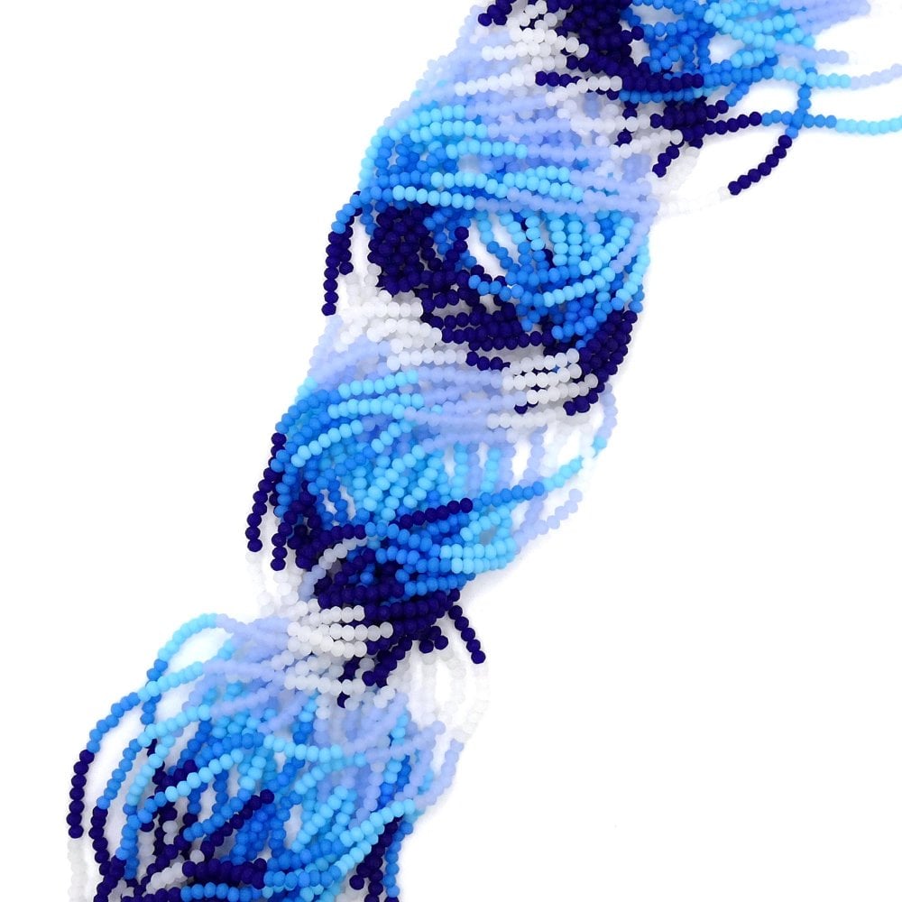 Faceted Glass Rondelle Ombre Beads 3x2.5mm, rainy day