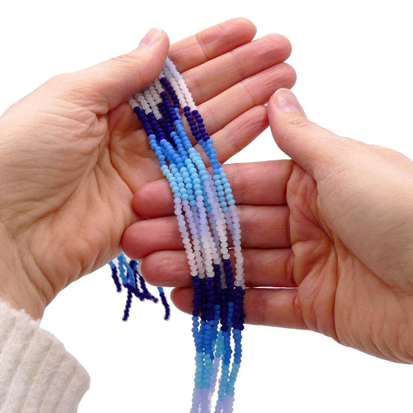 Faceted Glass Rondelle Ombre Beads 3x2.5mm, rainy day, additional photo
