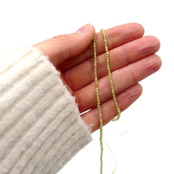 Green Cubic Zirconia Faceted Round Beads 2mm