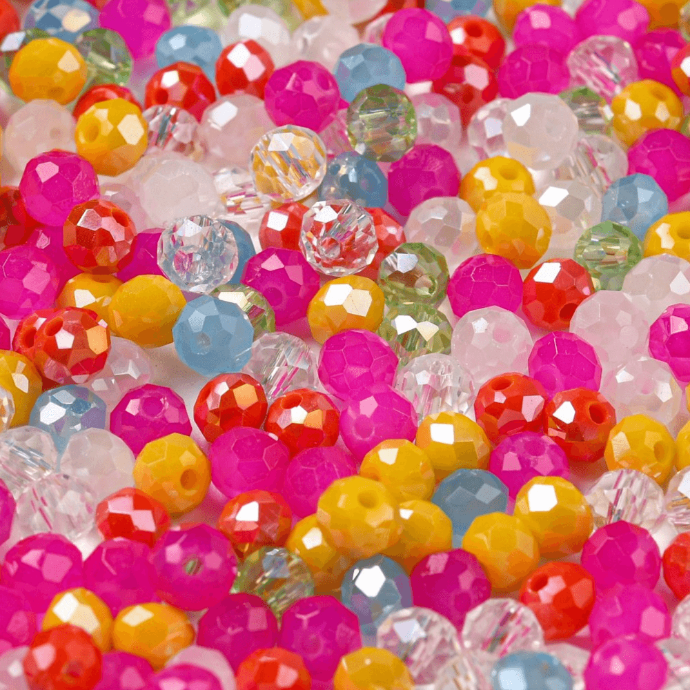 Faceted Glass Rondelle Beads 6x5mm, carnival mix