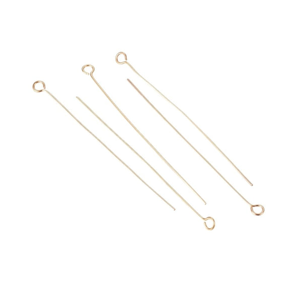 304 Stainless Steel 50mm Eyepins Findings, 18k-gold-plated, additional photo