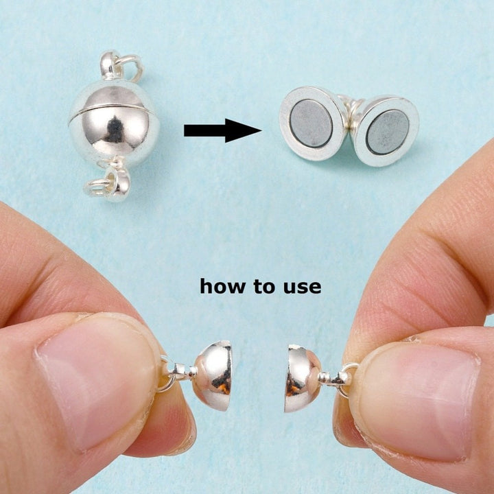 8mm Magnetic Round Clasp, silver-plated, additional photo