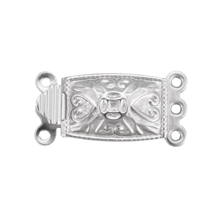 304 Stainless Steel Rectangle Box Clasp 21x10mm (3 Strands), original colour