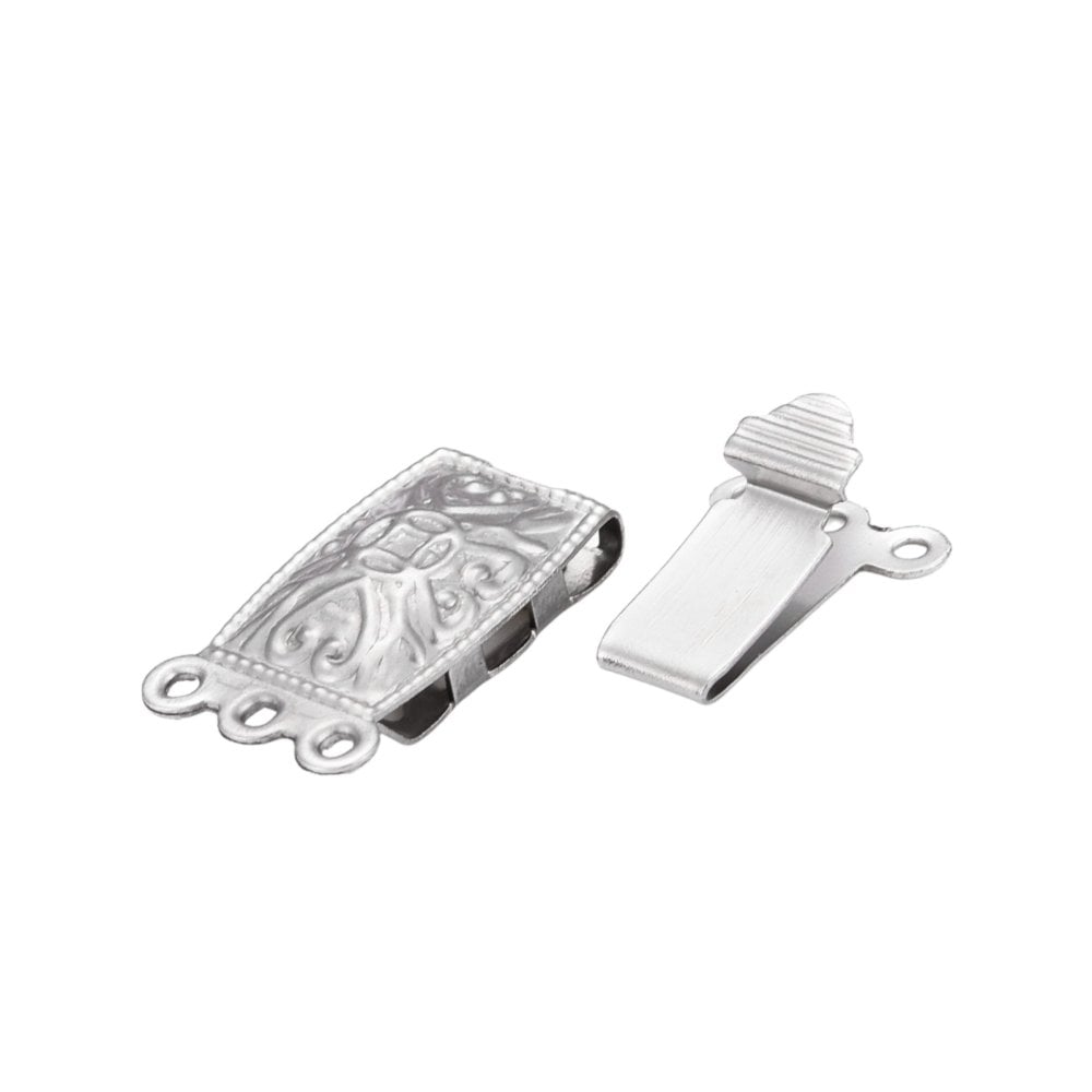 304 Stainless Steel Rectangle Box Clasp 21x10mm (3 Strands), original colour, additional photo