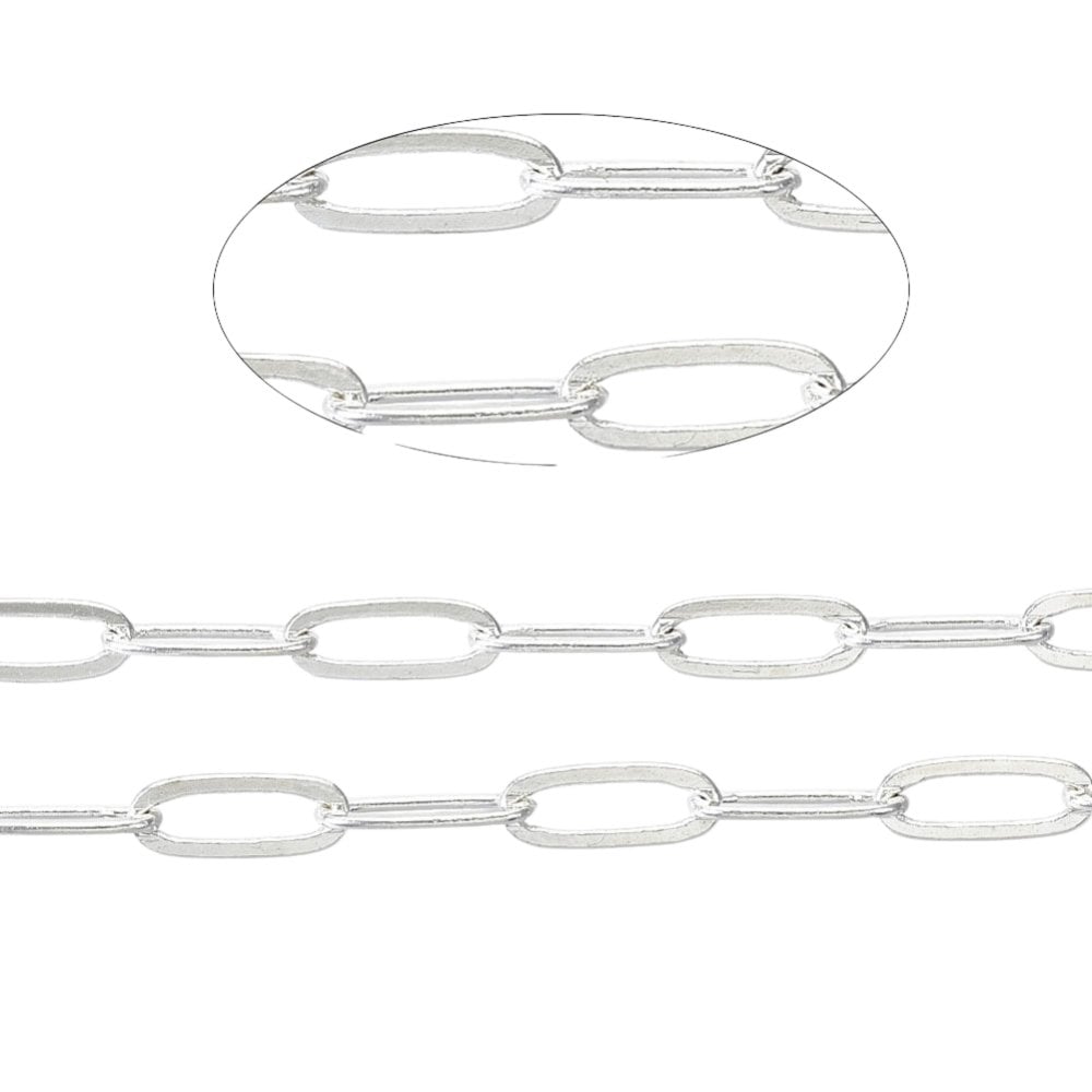 Paperclip Link Chain 11x4mm, silver-plated, additional photo