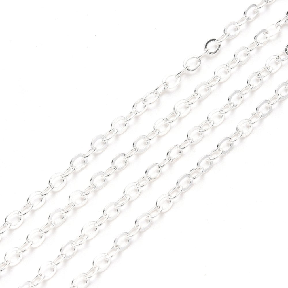 3x2.5mm Cable Trace Chain, silver-plated