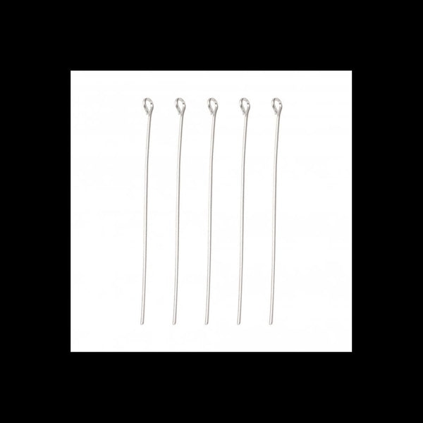 304 Stainless Steel 40mm Eyepins Findings, original colour