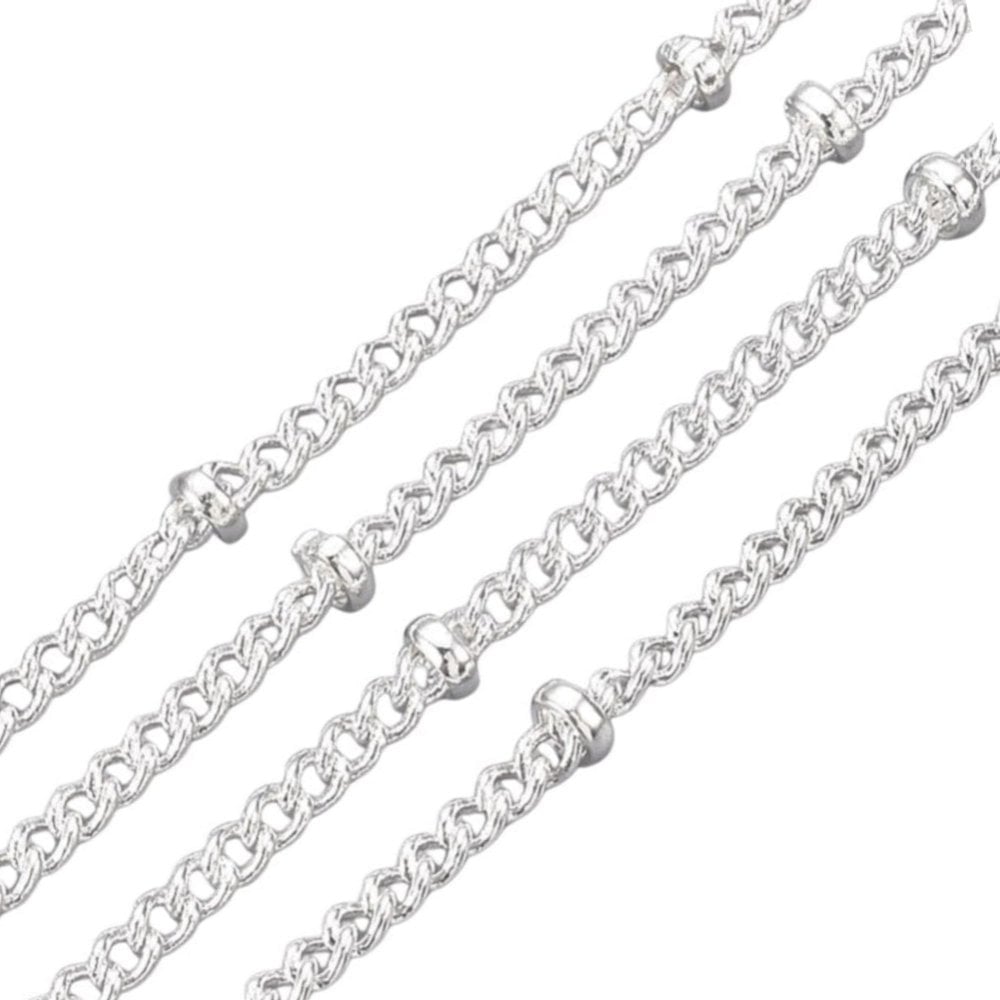 Satellite Curb Chain 2x1.5mm, silver-plated
