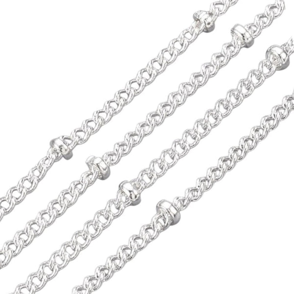 Satellite Curb Chain 2x1.5mm, silver-plated