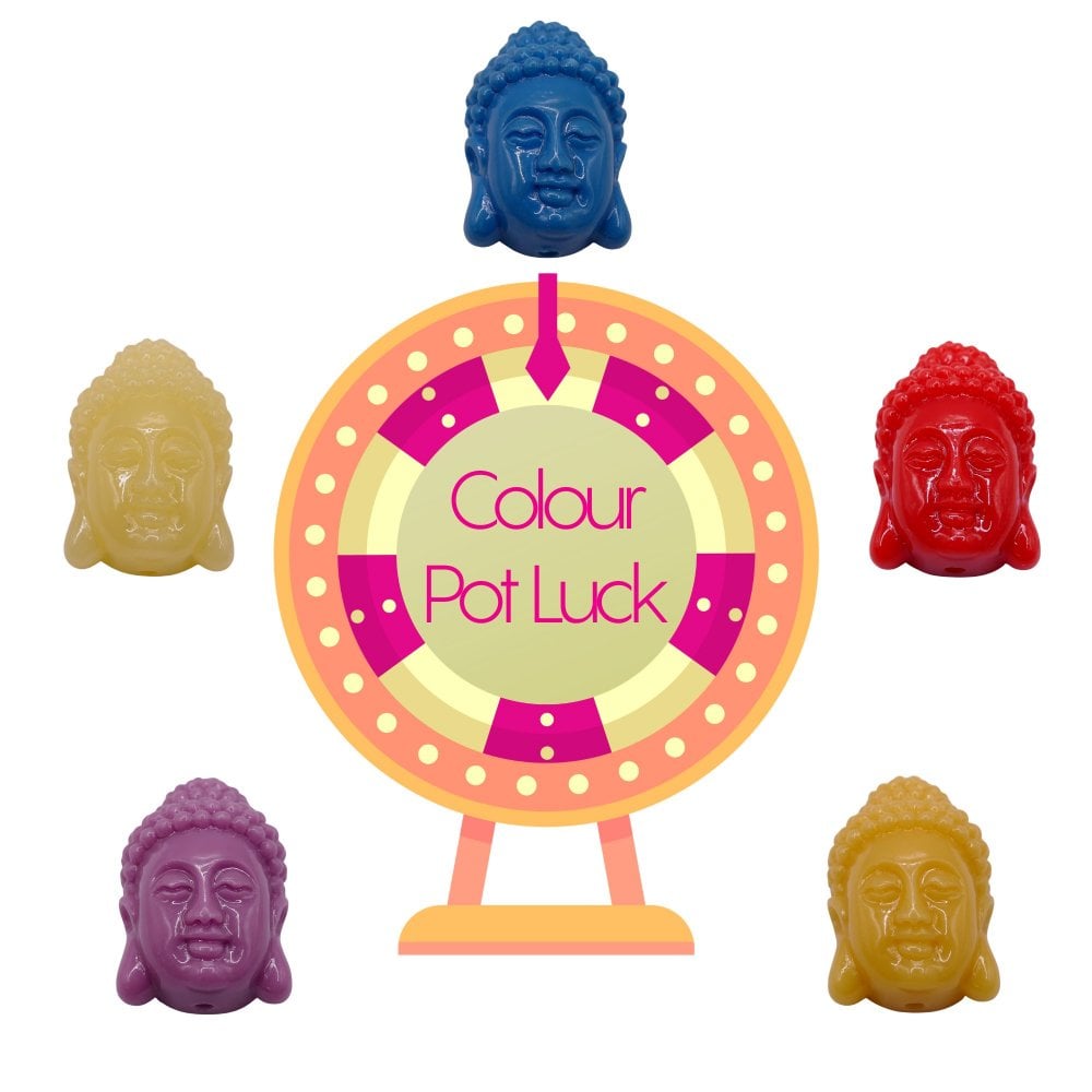 Tibetan Buddha Head Bead Acrylic 24mm, multi