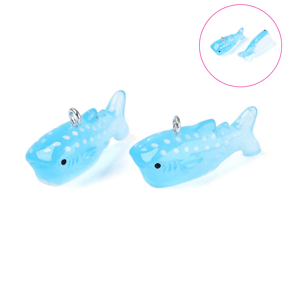 Acrylic Whale Shark Pendants 30x10mm, blue