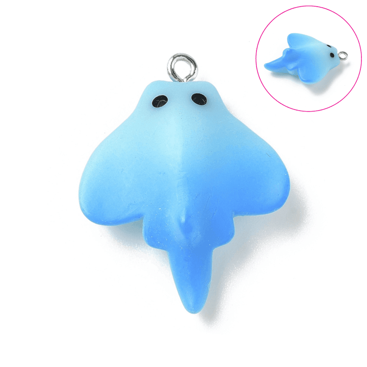 Acrylic Blue Ray Pendants 32x10mm, blue