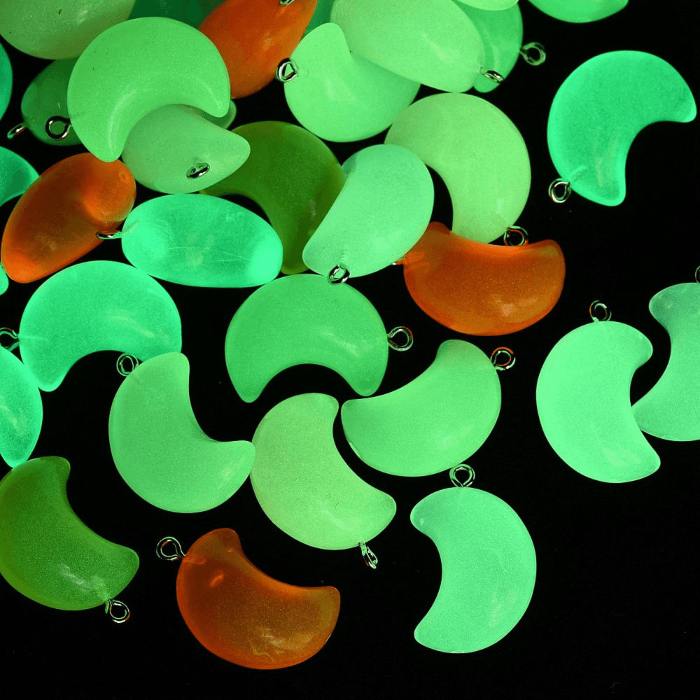 Glow in the Dark Acrylic Puffed Moon Pendant Mix 29x20mm, multi, additional photo