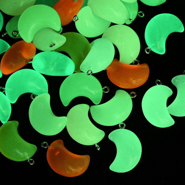Glow in the Dark Acrylic Puffed Moon Pendant Mix 29x20mm, multi, additional photo