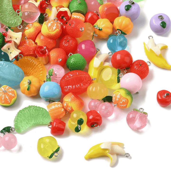 Acrylic Vintage Style Fruit Pendant Mix 14~17mm, multi