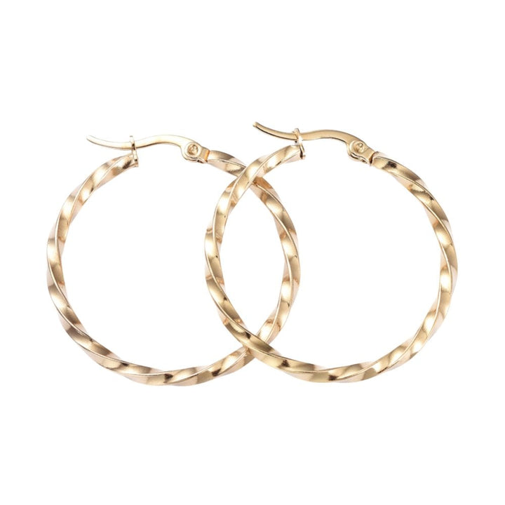 Twisted Hoop Earrings 35mm (2.5mm Gauge), 201 stainless steel golden