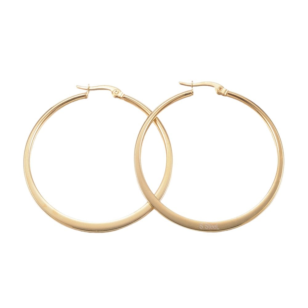 Large Flattened Hoop Earrings 47mm, 304 stainless steel golden