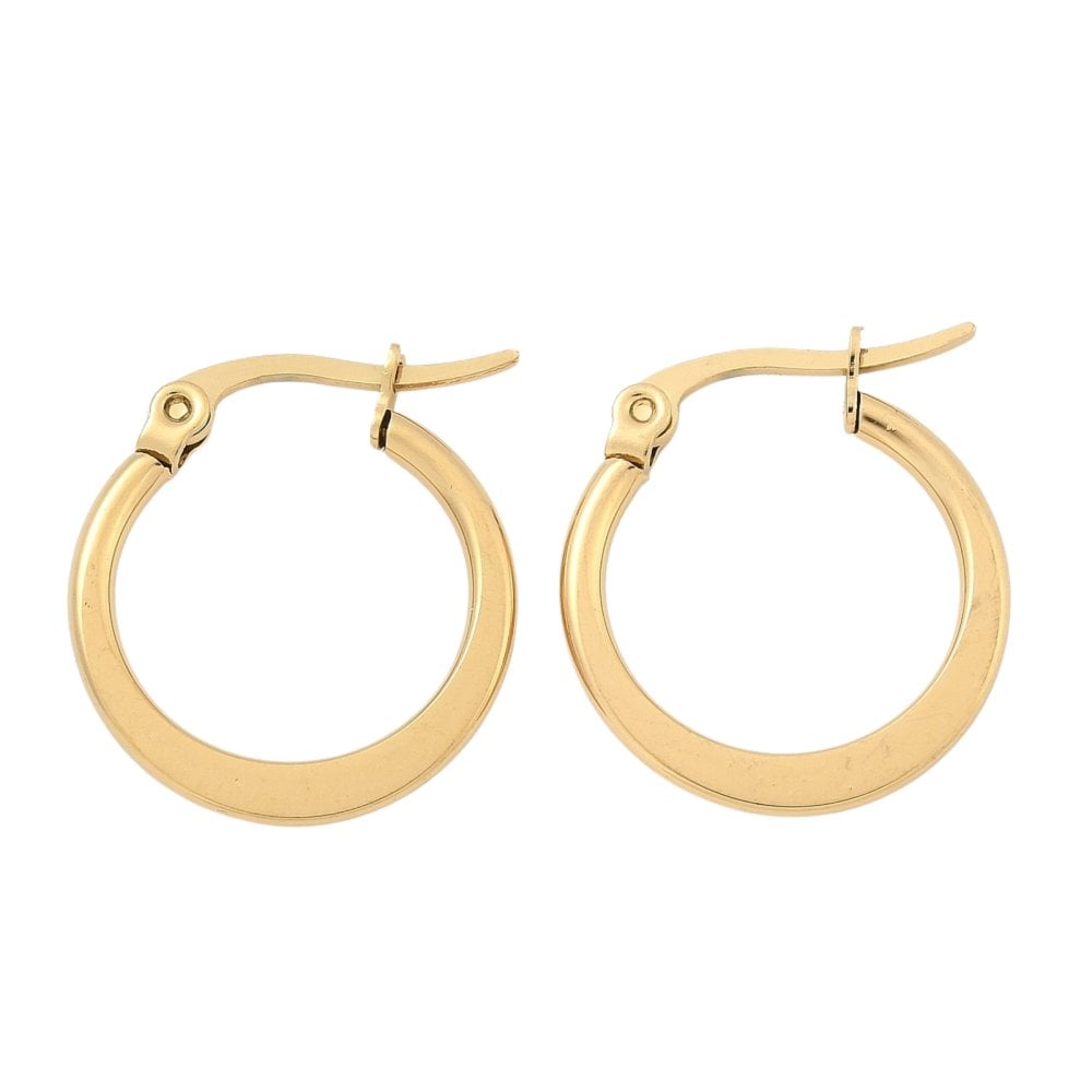 Flattened Hoop Earrings 16mm, 304 stainless steel golden
