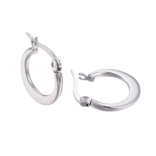 Flattened Hoop Earrings 16mm, 304 stainless steel, additional photo