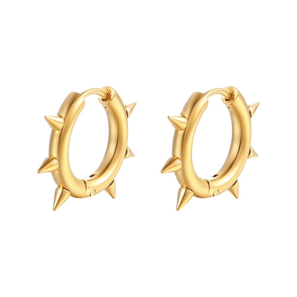 Spike Hoop Earrings 16mm, stainless steel golden