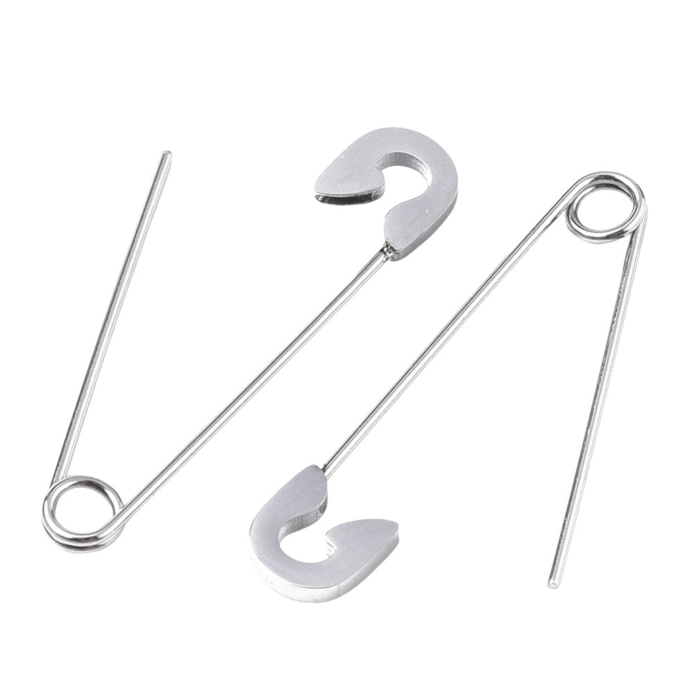 Safety Pin Earring 39mm, 201 stainless steel, additional photo