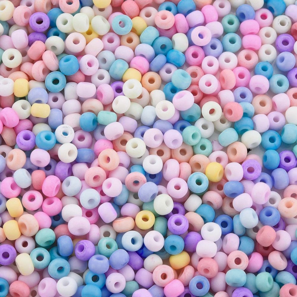 8/0 Frosted Opaque Glass Seed Beads, pastel tones