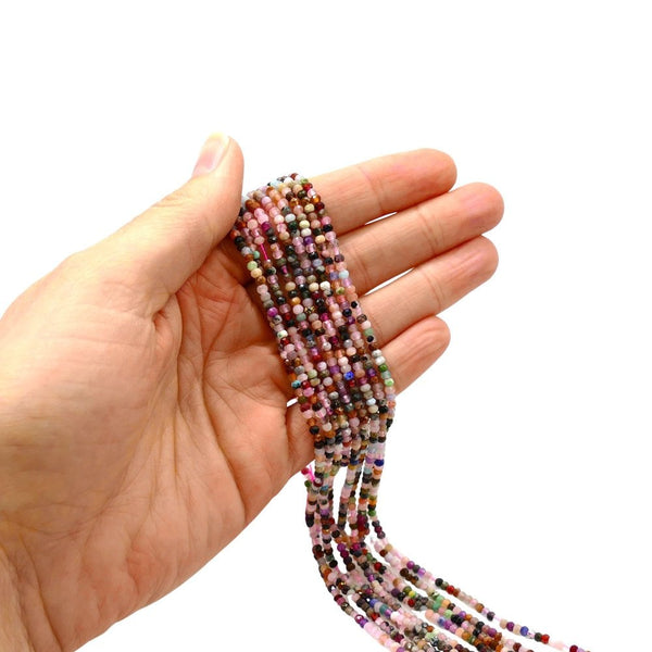 Mixed Gemstone Faceted Rondelle Beads 2.5mm, additional photo