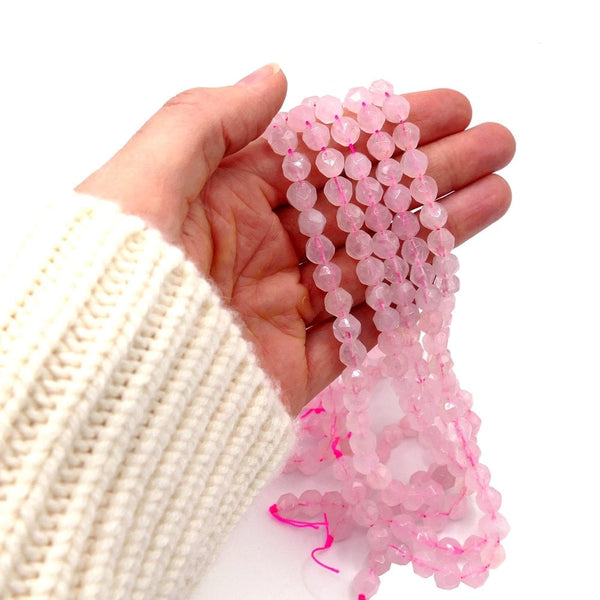 Rose Quartz Cut Nuggets Semi Precious Stone Beads 6mm