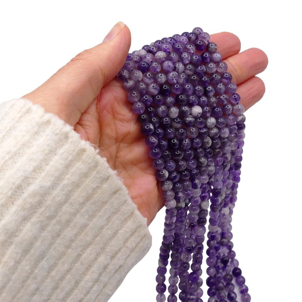 Amethyst Chevron Round Semi Precious Stones 6mm