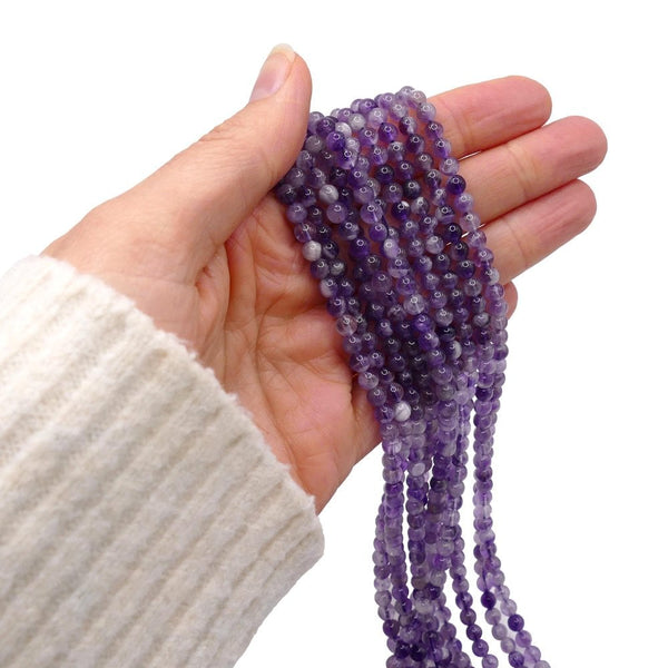 Amethyst Chevron Round Semi Precious Stones 4mm