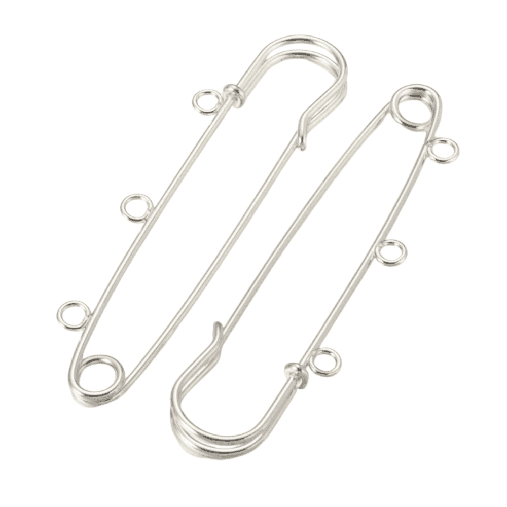 3 Inch (75mm) Kilt Pins with Loops, silver-plated