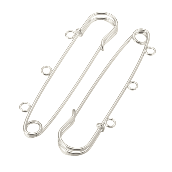 3 Inch (75mm) Kilt Pins with Loops, silver-plated