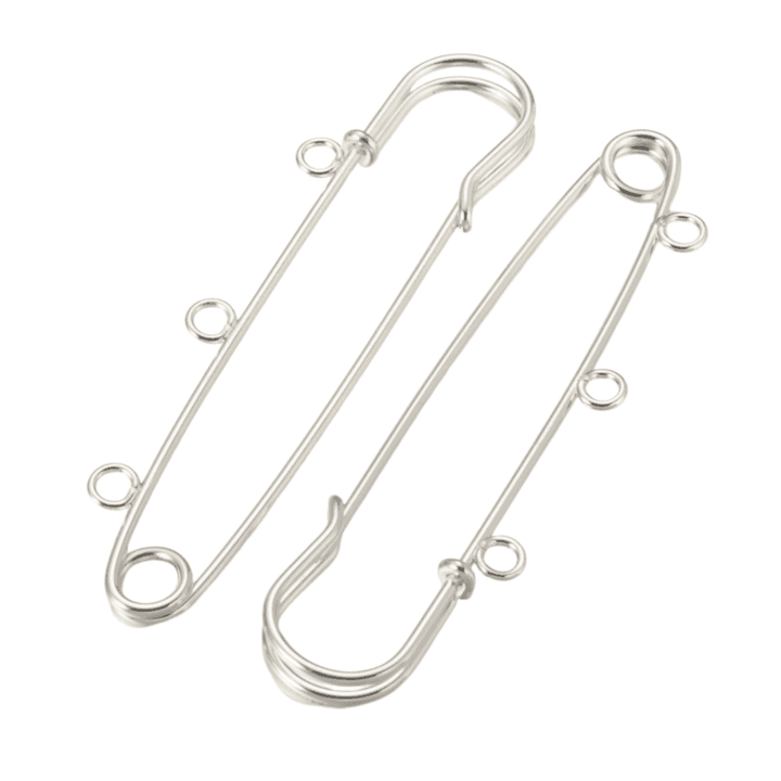 3 Inch (75mm) Kilt Pins with Loops, silver-plated