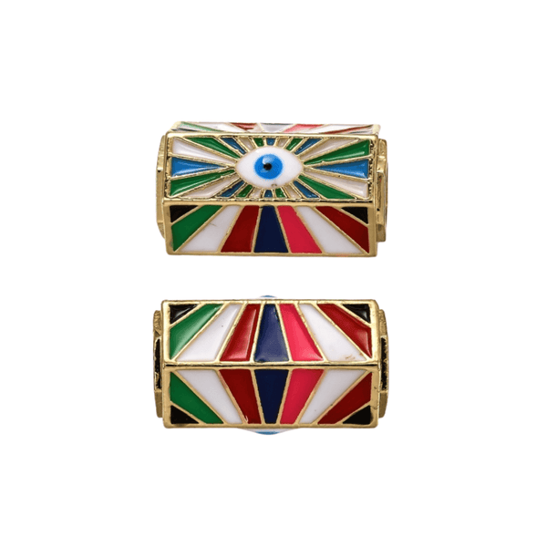 Hexagon Eye Bead 22x14mm, 18k-gold-plated