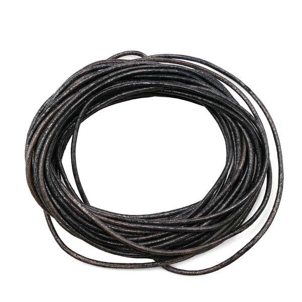 1.5mm Round Leather Cord, weathered brown