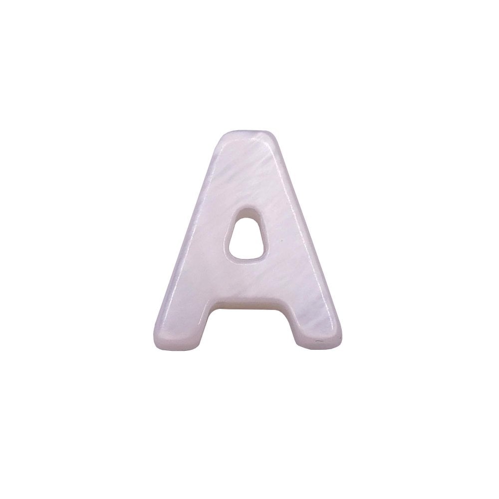 10x8mm 'A' Letter/Alphabet Bead Freshwater Shell Bead, white