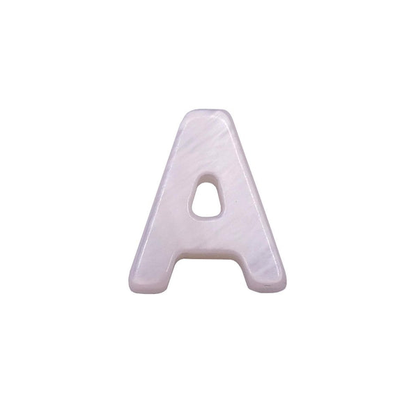 10x8mm 'A' Letter/Alphabet Bead Freshwater Shell Bead, white