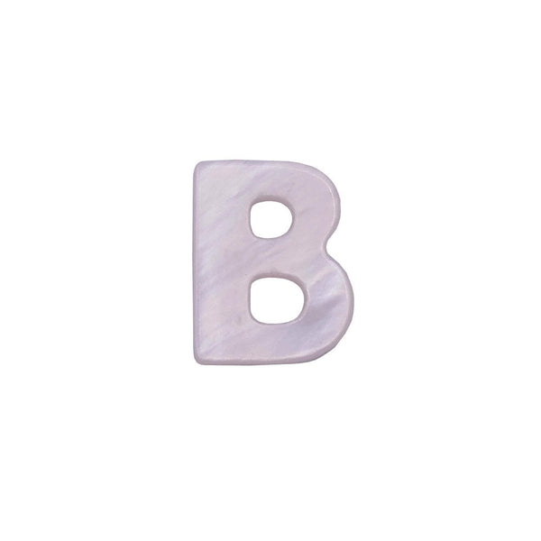 10x8mm 'B' Letter/Alphabet Bead Freshwater Shell Bead, white