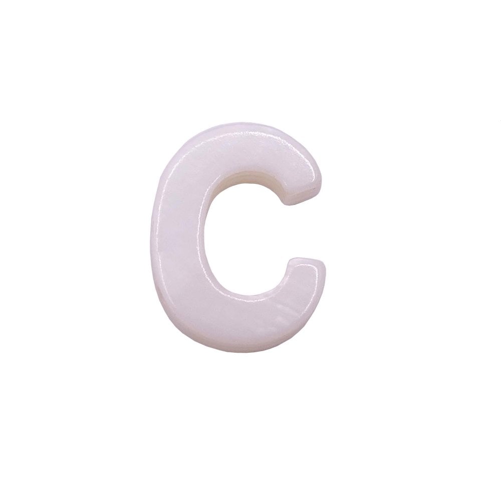 10x8mm 'C' Letter/Alphabet Bead Freshwater Shell Bead, white