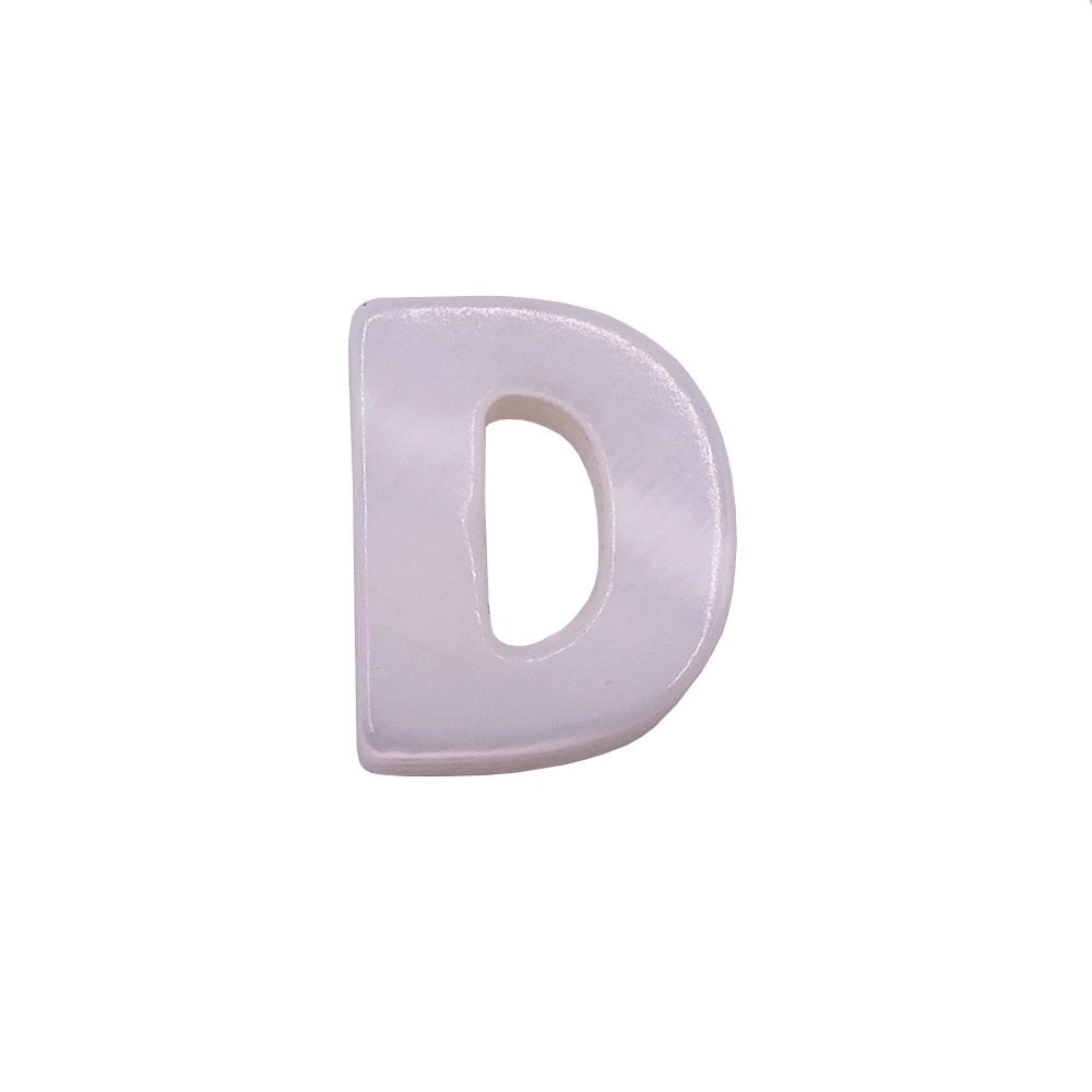 10x8mm 'D' Letter/Alphabet Bead Freshwater Shell Bead, white
