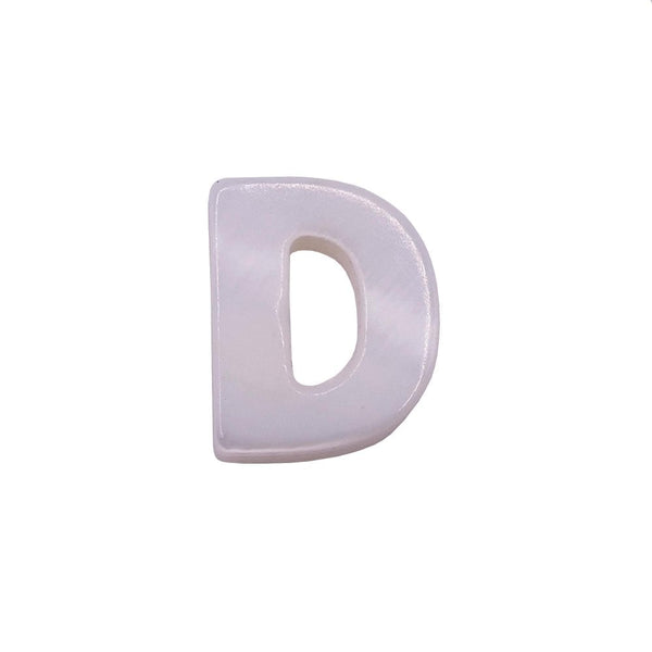 10x8mm 'D' Letter/Alphabet Bead Freshwater Shell Bead, white