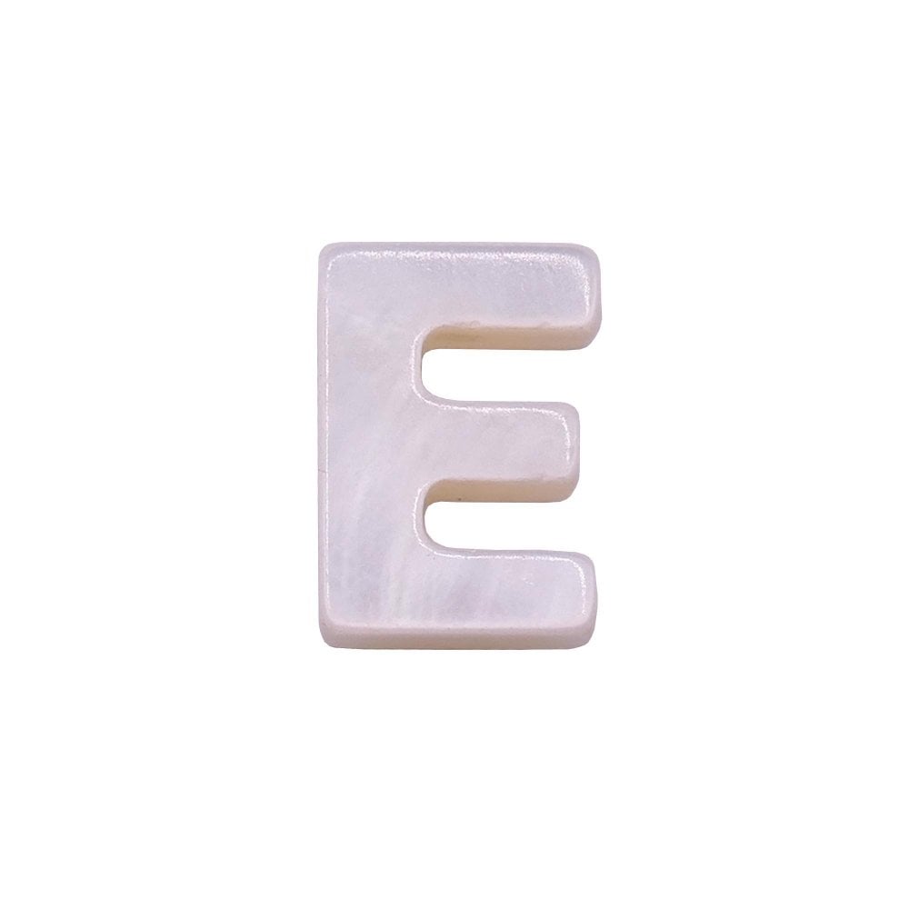 10x8mm 'E' Letter/Alphabet Bead Freshwater Shell Bead, white