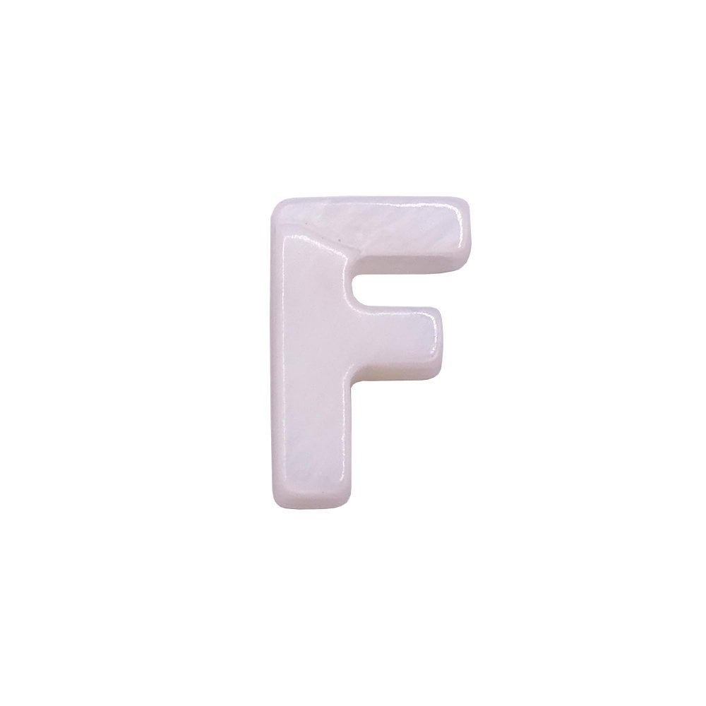 10x8mm 'F' Letter/Alphabet Bead Freshwater Shell Bead, white