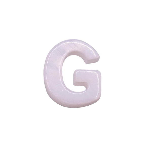 10x8mm 'G' Letter/Alphabet Bead Freshwater Shell Bead, white