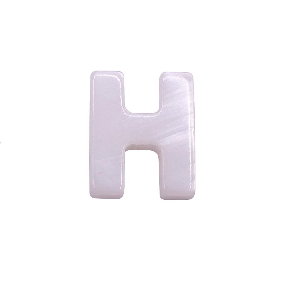 10x8mm 'H' Letter/Alphabet Bead Freshwater Shell Bead, white