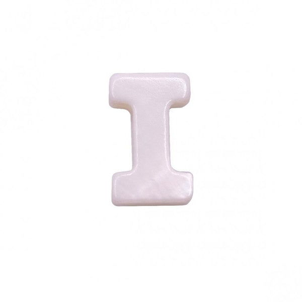 10x8mm 'I' Letter/Alphabet Bead Freshwater Shell Bead, white