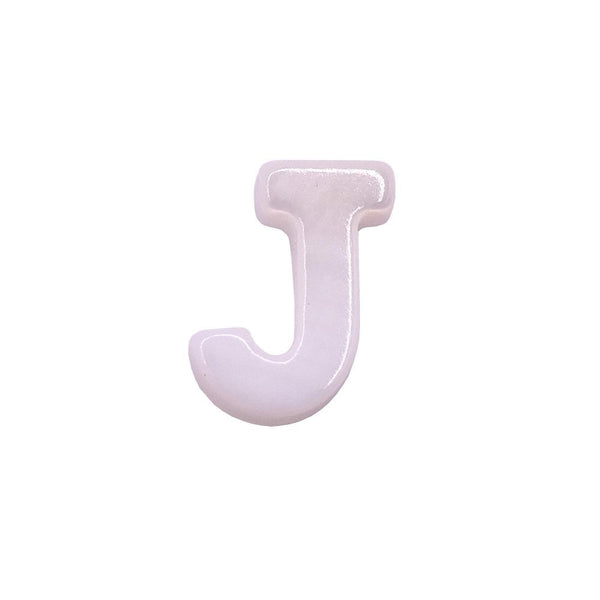 10x8mm 'J' Letter/Alphabet Bead Freshwater Shell Bead, white